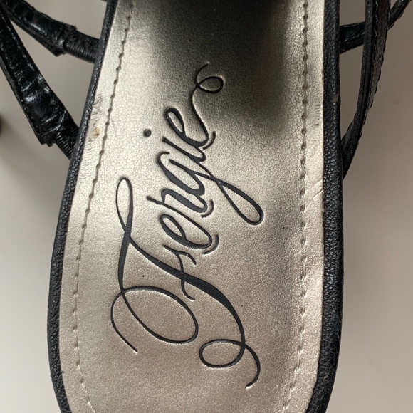 Fergie Sexy Black Ankle Strap Platform Heel Size 9 - Picture 3 of 6